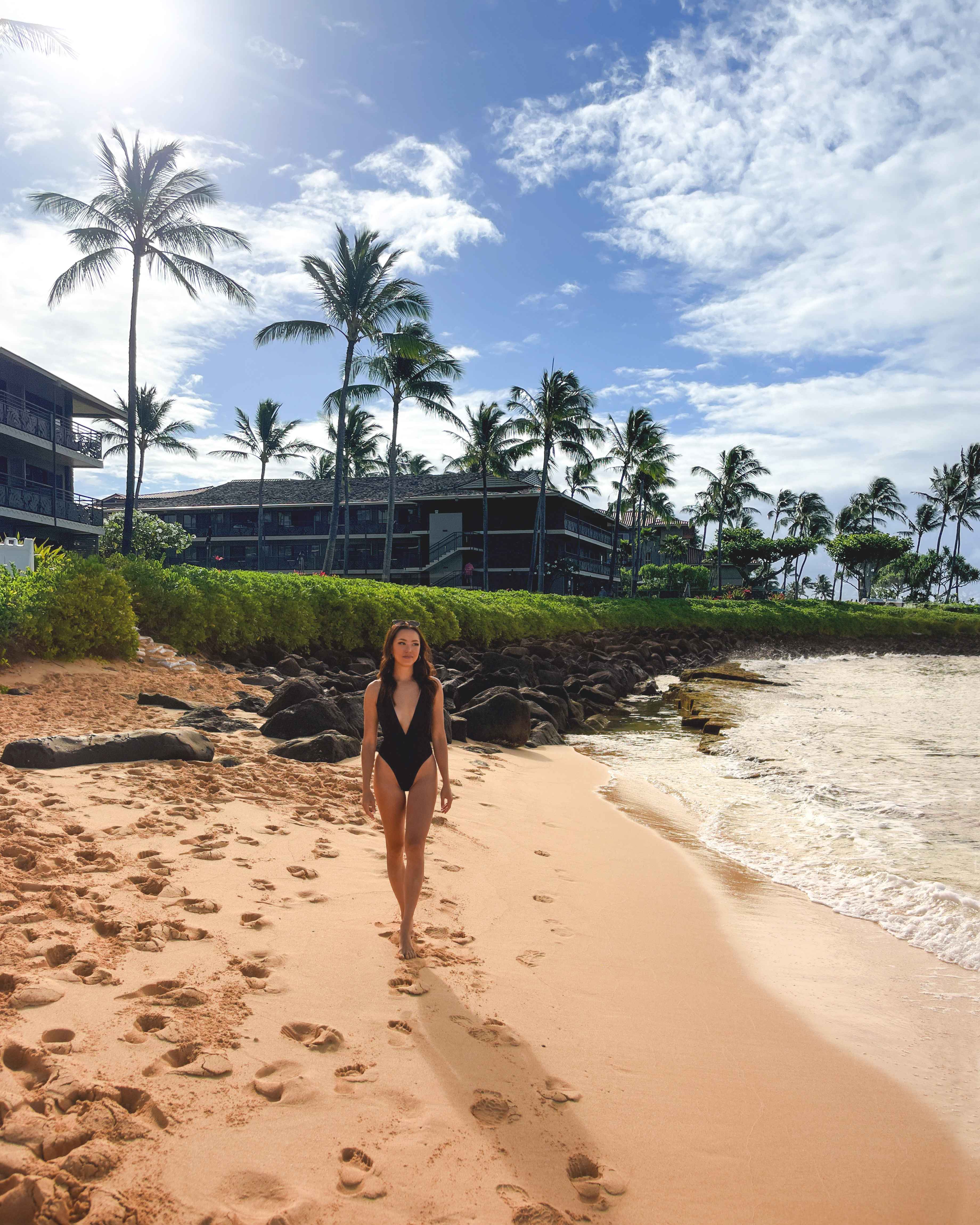 Jessica walking on the beach